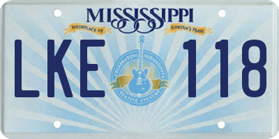 MS license plate LKE118