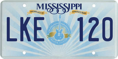 MS license plate LKE120