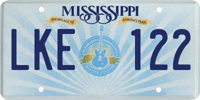 MS license plate LKE122