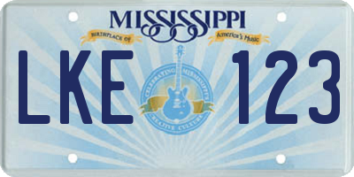 MS license plate LKE123
