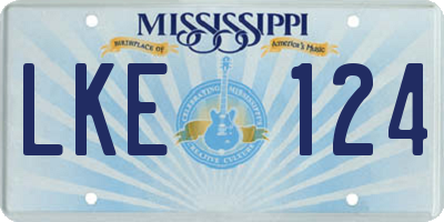 MS license plate LKE124