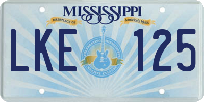 MS license plate LKE125
