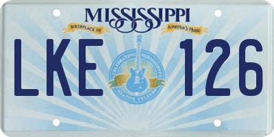 MS license plate LKE126