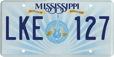 MS license plate LKE127
