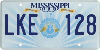 MS license plate LKE128
