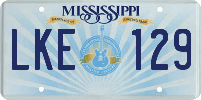 MS license plate LKE129