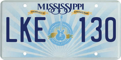 MS license plate LKE130