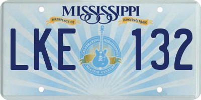 MS license plate LKE132