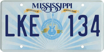 MS license plate LKE134