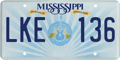 MS license plate LKE136