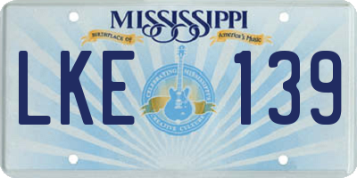 MS license plate LKE139