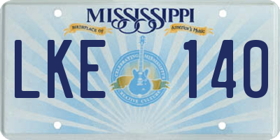MS license plate LKE140