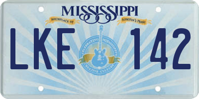 MS license plate LKE142