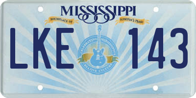 MS license plate LKE143