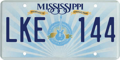 MS license plate LKE144