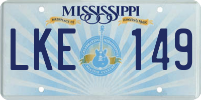 MS license plate LKE149