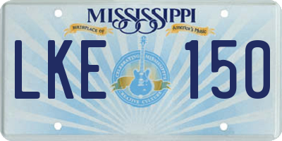 MS license plate LKE150