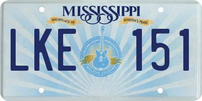 MS license plate LKE151