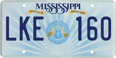 MS license plate LKE160