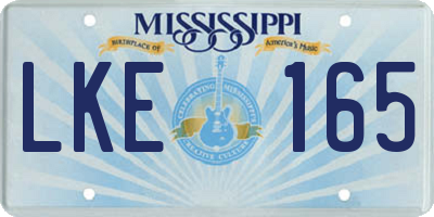 MS license plate LKE165
