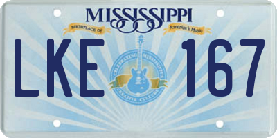 MS license plate LKE167