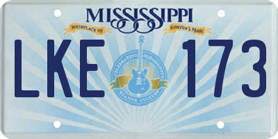 MS license plate LKE173