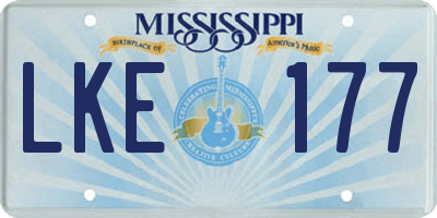 MS license plate LKE177