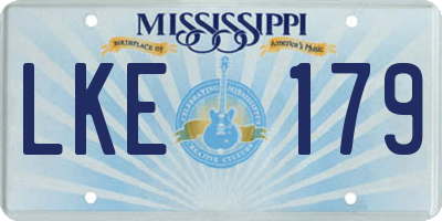 MS license plate LKE179