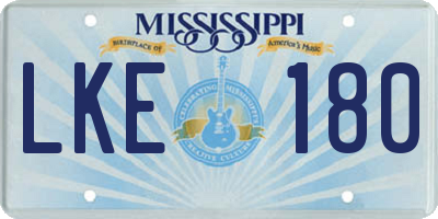MS license plate LKE180