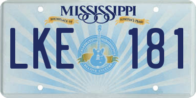 MS license plate LKE181