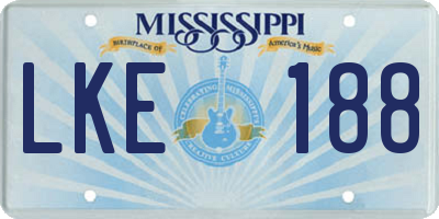 MS license plate LKE188