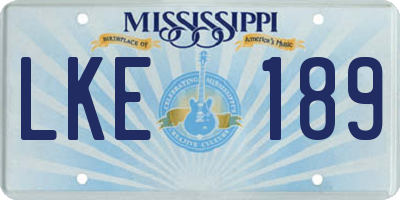 MS license plate LKE189