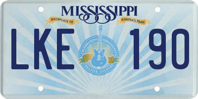 MS license plate LKE190