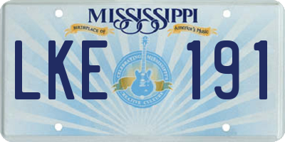 MS license plate LKE191