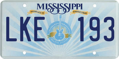 MS license plate LKE193