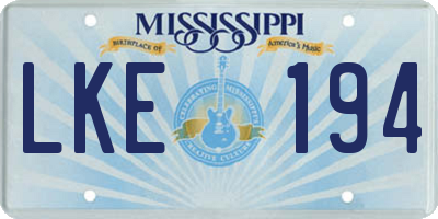 MS license plate LKE194