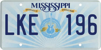 MS license plate LKE196