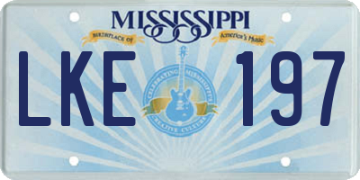 MS license plate LKE197