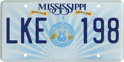 MS license plate LKE198