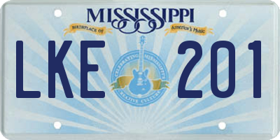 MS license plate LKE201