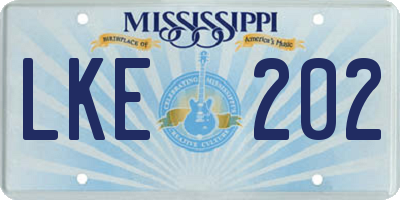 MS license plate LKE202