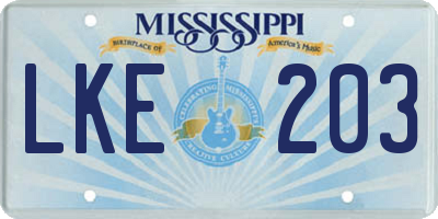 MS license plate LKE203