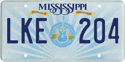 MS license plate LKE204