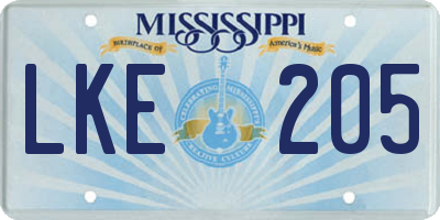 MS license plate LKE205