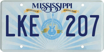 MS license plate LKE207