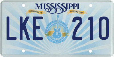 MS license plate LKE210