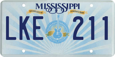 MS license plate LKE211