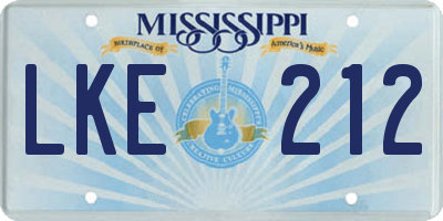 MS license plate LKE212