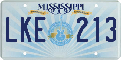 MS license plate LKE213