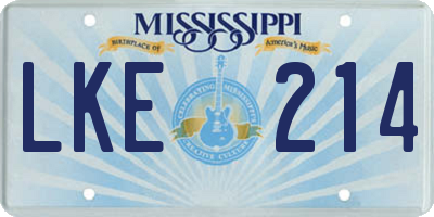 MS license plate LKE214